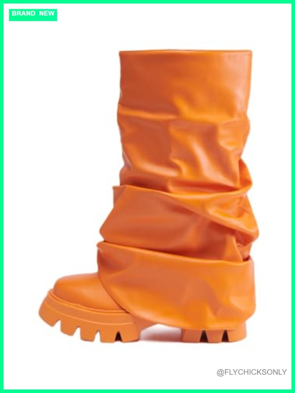 Metallic Slouchy Foldover Mid-Calf Western Pull-On Platform Boots
